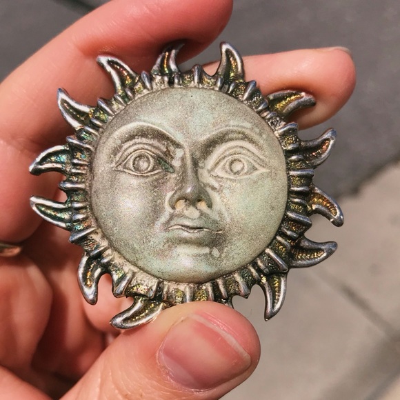 SOLD Sterling Silver Celestial Sun Brooch/Pendant - Picture 4 of 7